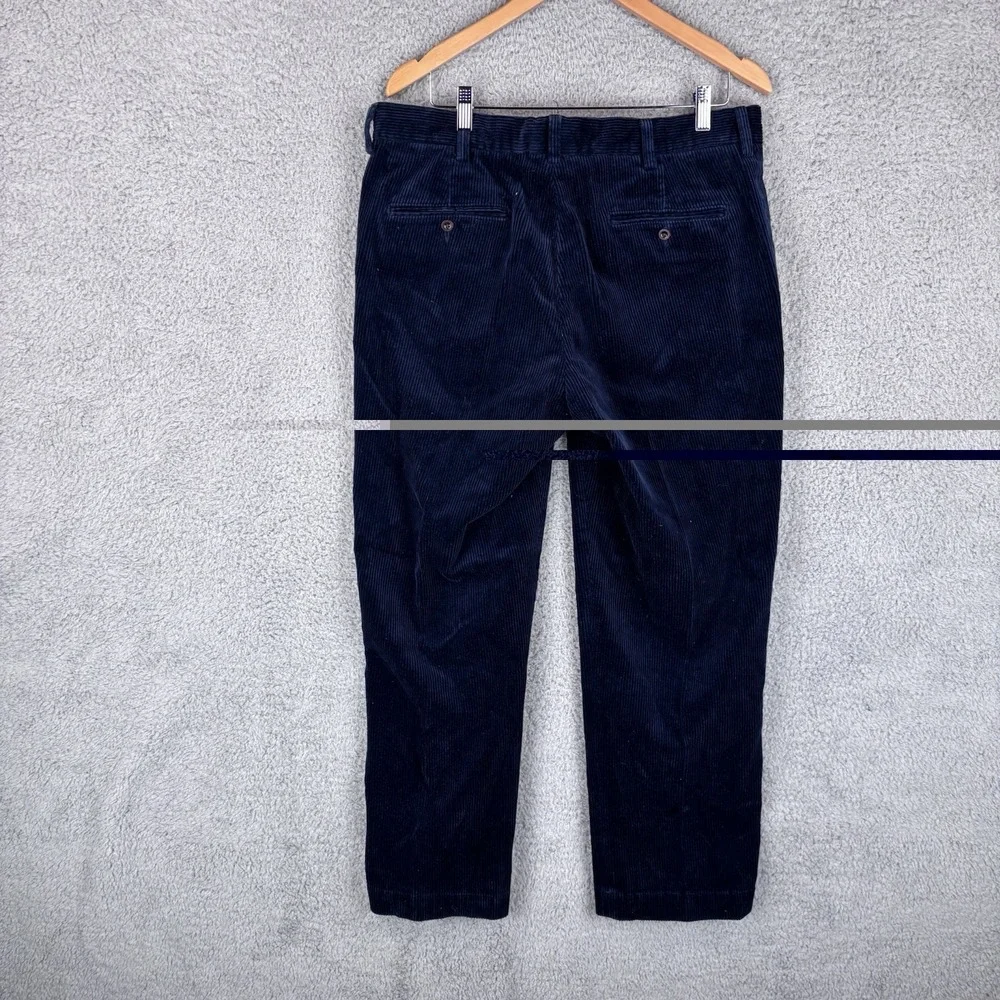 Vintage Polo‎ Ralph Lauren Preston Corduroy Pant Mens Size 35x30 Navy Flat Front